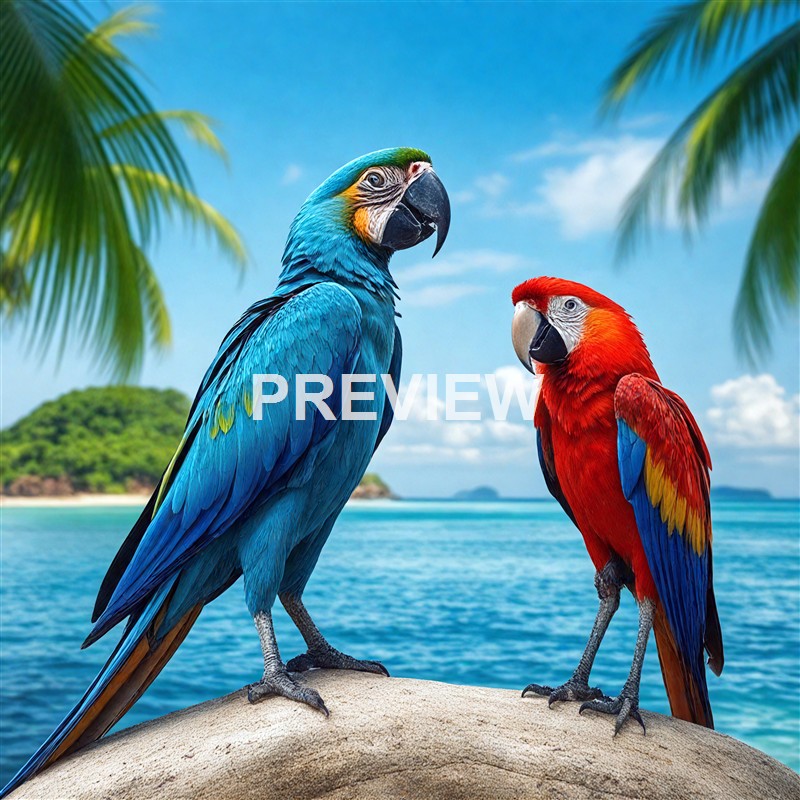 a-blue-parrot-and-a-red-parrot-standing-on-an-island- (3)_00002__result